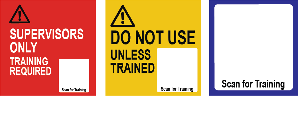 Examples of lab signage: Supervisors Only, Training Required, Training Available